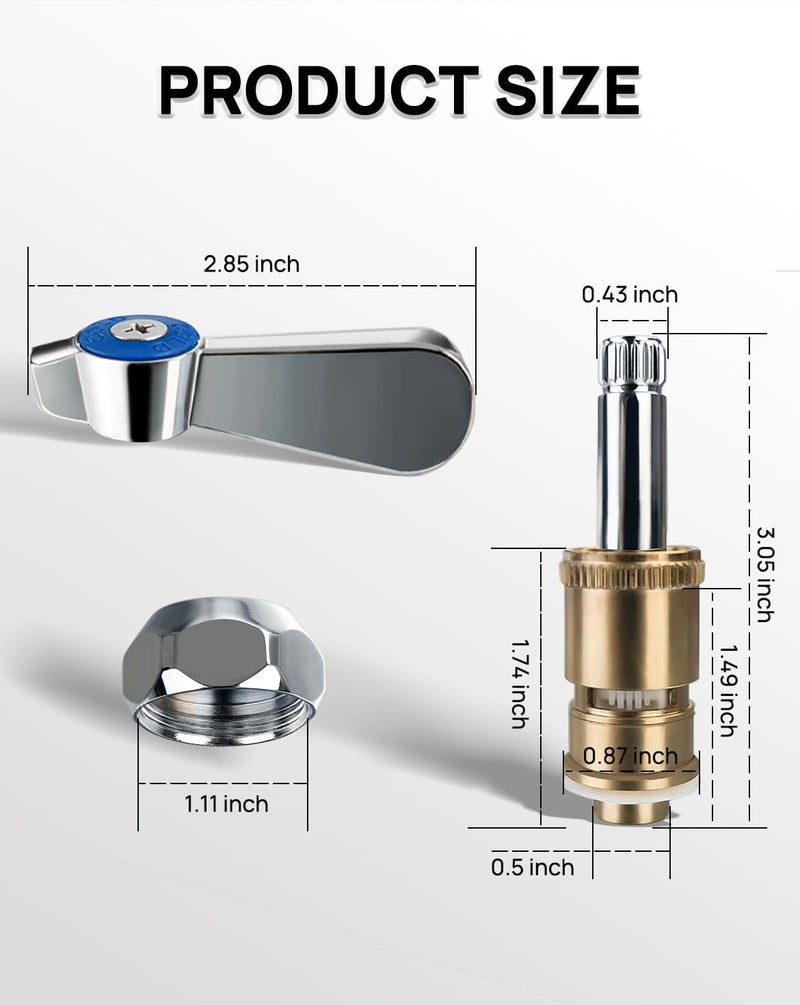 Phivan Lead-Free Brass Handle Stem Assembly Commercial Faucet Parts for Pre Rinse Sprayer Commercial Kitchen Sink Faucet Cold Side Handle Ceramic Cartridge Fits Kitchen, Restaurant, Industrial - Image 2